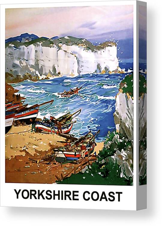 Fishing Canvas Print featuring the painting Yorkshire Coast by Long Shot