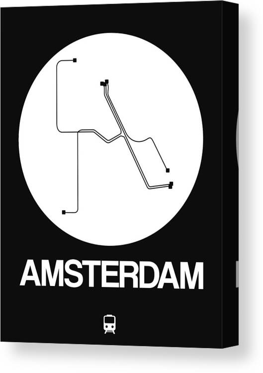 Amsterdam Canvas Print featuring the digital art Amsterdam White Subway Map #1 by Naxart Studio