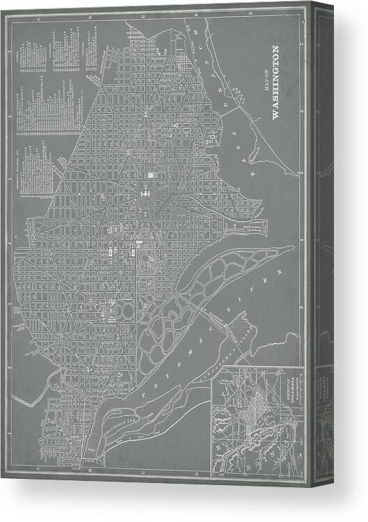 Maps Canvas Print featuring the painting City Map Of Washington, D.c. #1 by Vision Studio