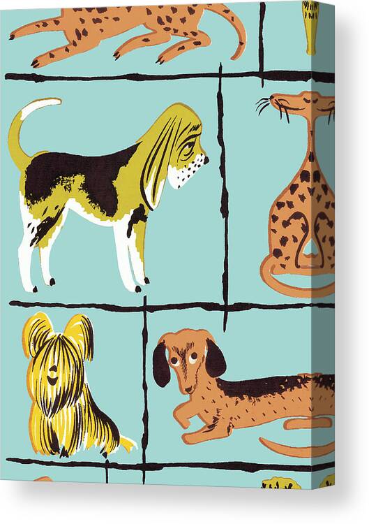 Animal Canvas Print featuring the drawing Dog pattern by CSA Images
