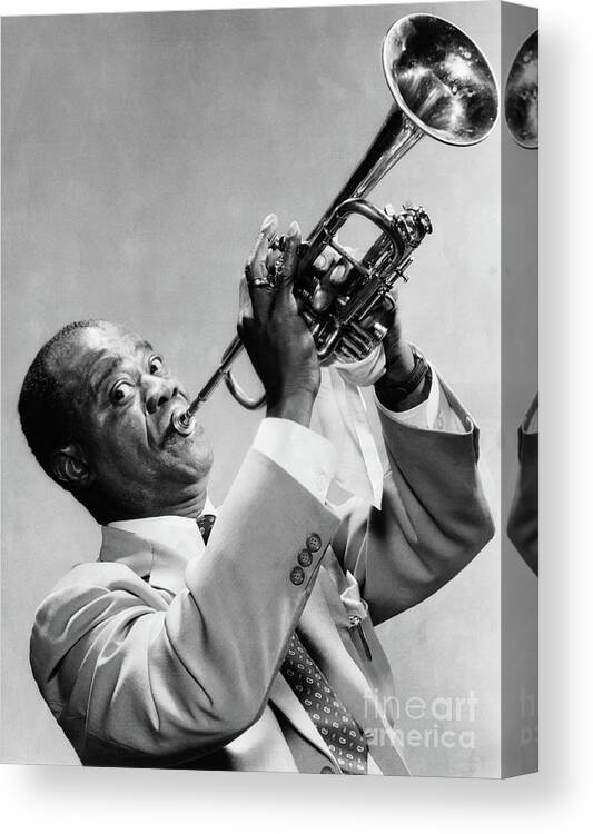 People Canvas Print featuring the photograph Louis Armstrong Playing The Trumpet #1 by Bettmann