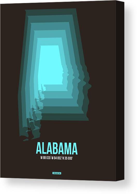 Alabama Canvas Print featuring the digital art Map of Alabama #1 by Naxart Studio
