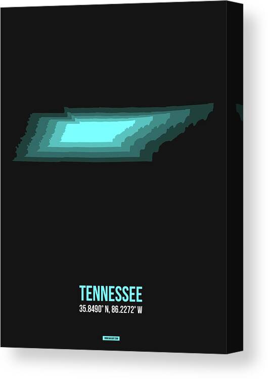 Tennessee Map Canvas Print featuring the digital art Map of Tennessee #1 by Naxart Studio