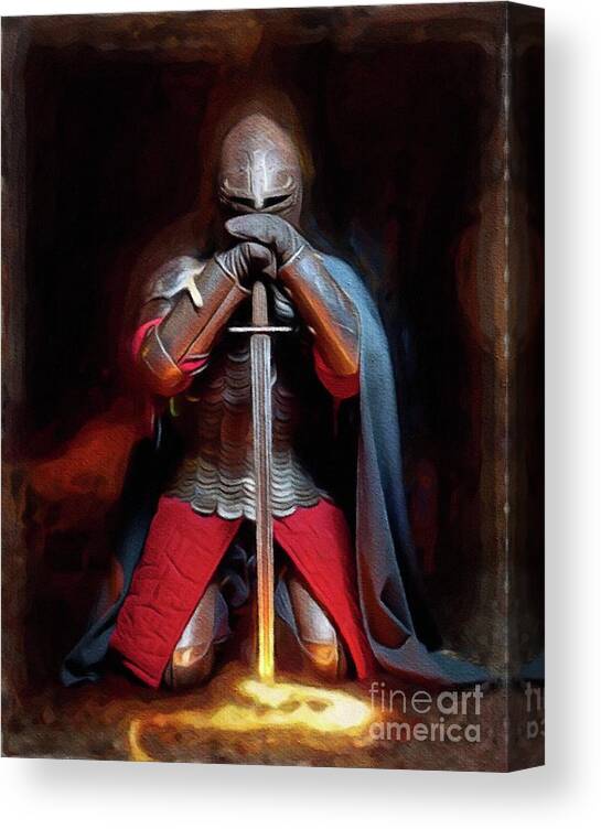 Mystical Canvas Print featuring the painting Mystic Knight #1 by Esoterica Art Agency