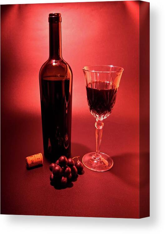 Red Canvas Print featuring the photograph Red wine display #1 by Martin Smith
