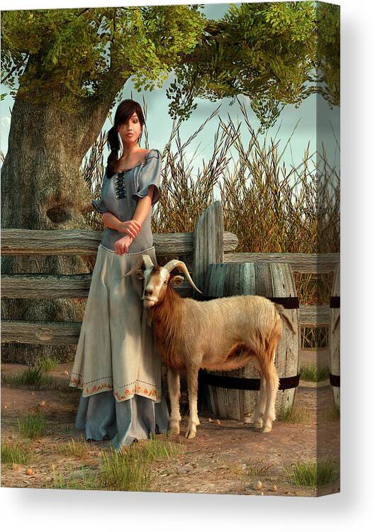 The Farmer's Daughter Canvas Print featuring the painting The Farmer's Daughter #1 by Daniel Eskridge