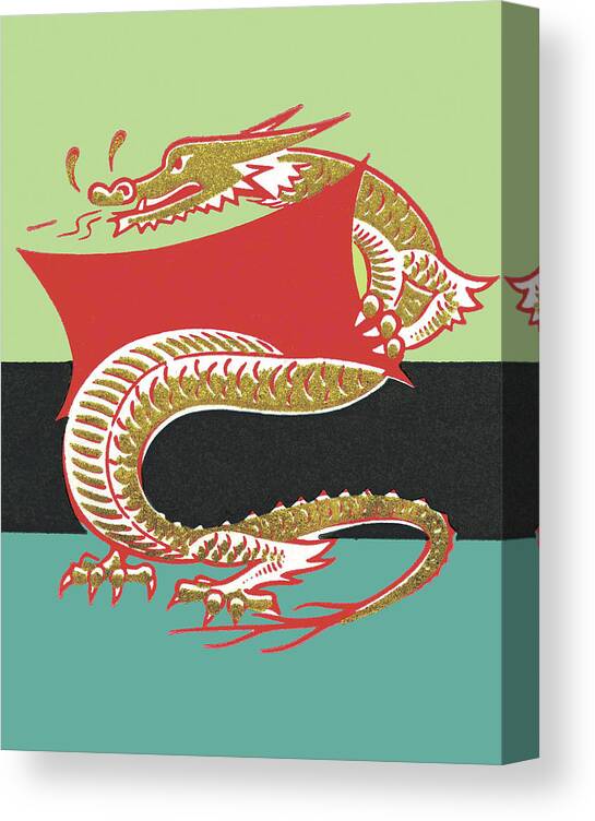 Animal Canvas Print featuring the drawing Dragon by CSA Images