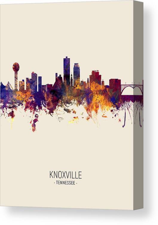 Knoxville Canvas Print featuring the digital art Knoxville Tennessee Skyline #12 by Michael Tompsett