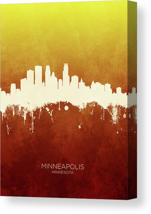 Minneapolis Canvas Print featuring the digital art Minneapolis Minnesota Skyline #14 by Michael Tompsett
