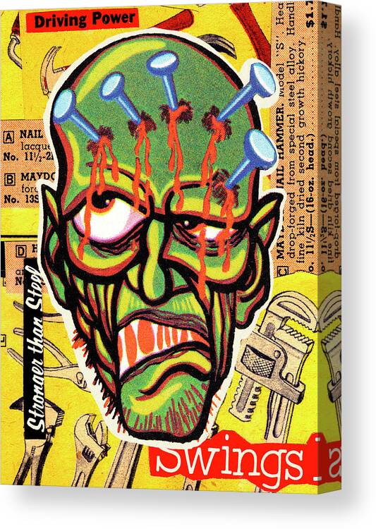 Afraid Canvas Print featuring the drawing Monster Face #15 by CSA Images