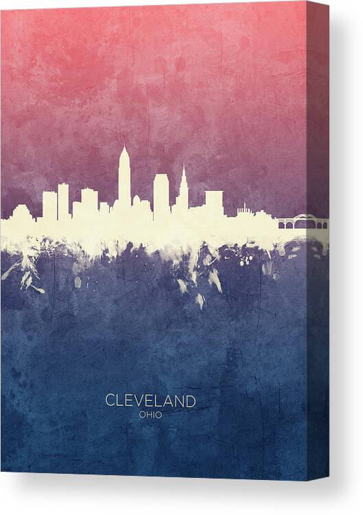 Cleveland Canvas Print featuring the digital art Cleveland Ohio Skyline #18 by Michael Tompsett