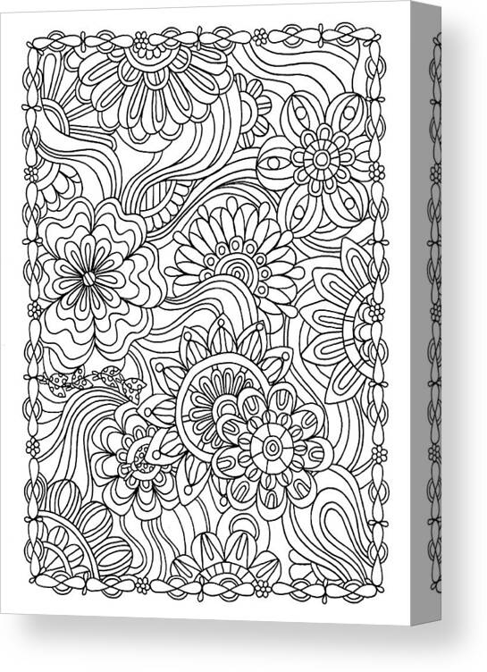 Coloring Books Canvas Print featuring the drawing 18 Floral Fantasy by Kathy G. Ahrens