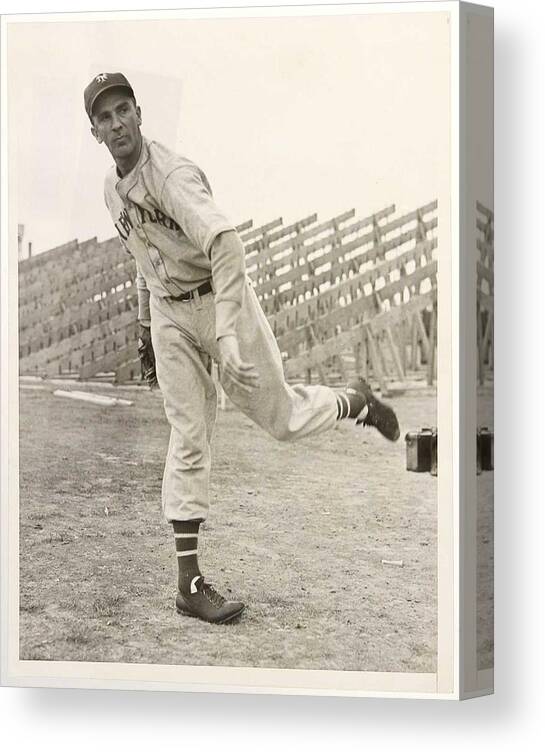 Player Canvas Print featuring the painting 1938 Carl Hubbell New York Giants, baseball by Celestial Images