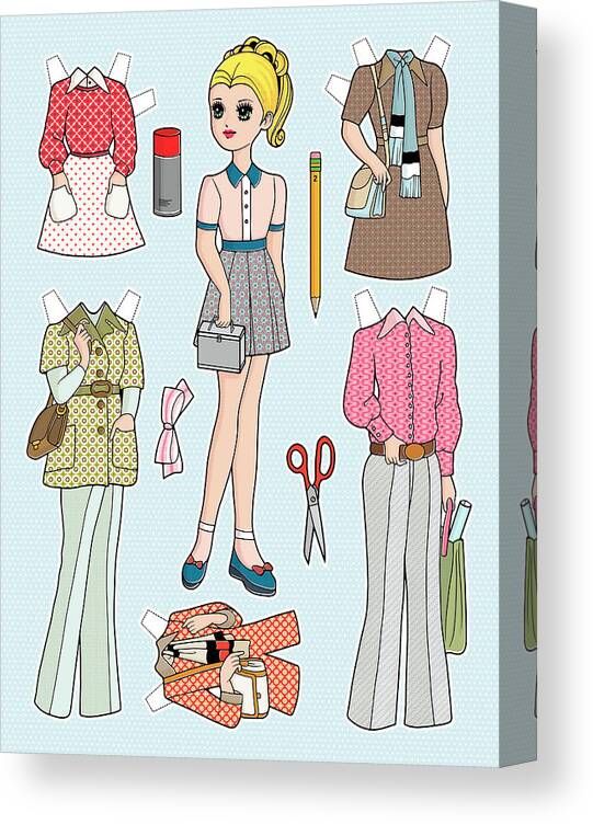 Apparel Canvas Print featuring the drawing Fashion plate #2 by CSA Images