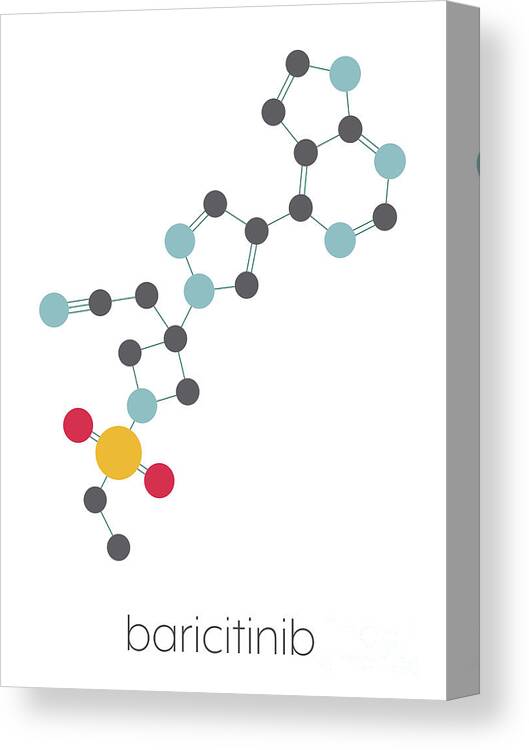 Baricitinib Canvas Print featuring the photograph Baricitinib Janus Kinase Inhibitor Drug by Molekuul/science Photo Library