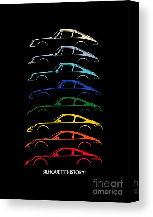 Sports Car Canvas Print featuring the digital art Boxer Sports Car 8G SilhouetteHistory by Gabor Vida