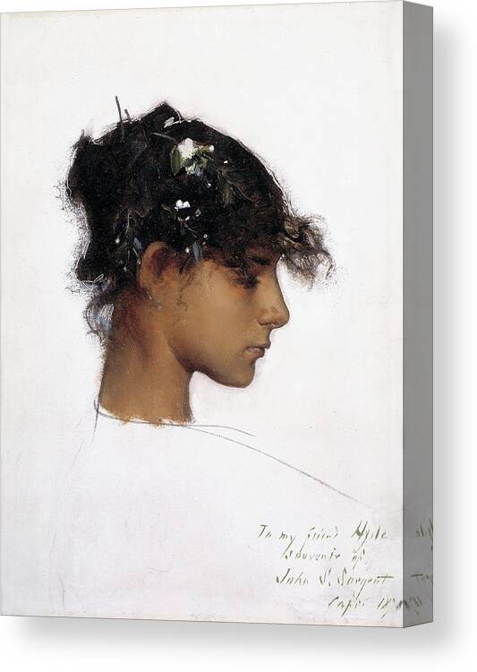 Figurative Canvas Print featuring the painting Rosina Ferrara, Head Of A Capri Girl by John Singer Sargent