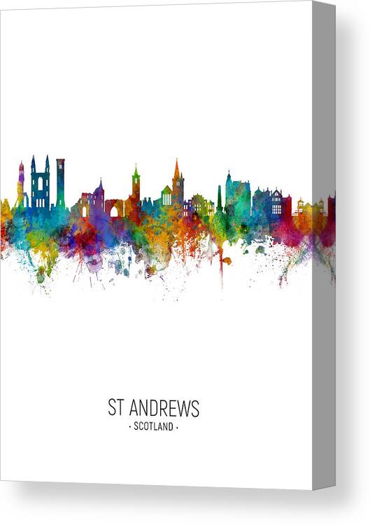 St Andrews Canvas Print featuring the digital art St Andrews Scotland Skyline #3 by Michael Tompsett