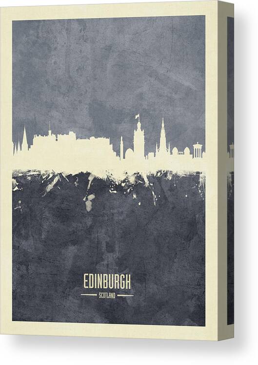 Edinburgh Canvas Print featuring the digital art Edinburgh Scotland Skyline #34 by Michael Tompsett