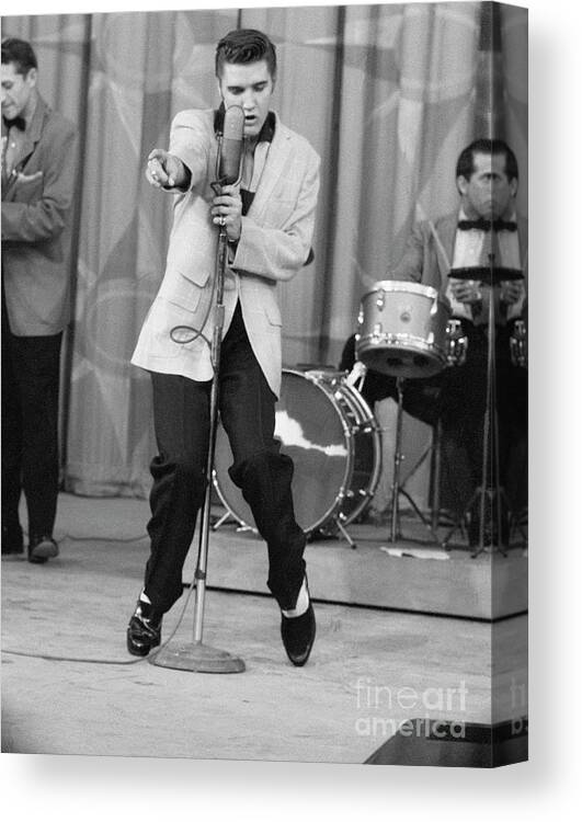 Rock Music Canvas Print featuring the photograph Elvis Presley Performing #4 by Bettmann