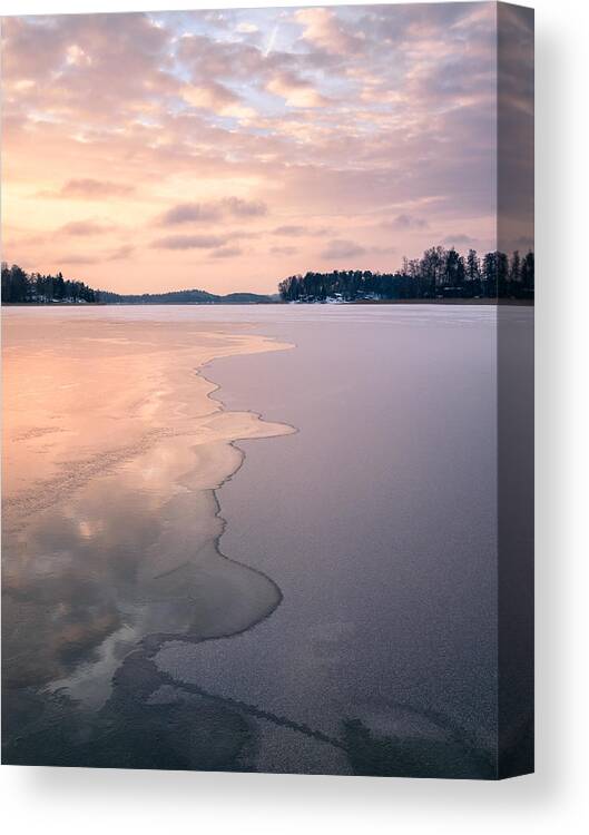 Landscape Canvas Print featuring the photograph Scenic Winter Landscape With Frozen #4 by Jani Riekkinen