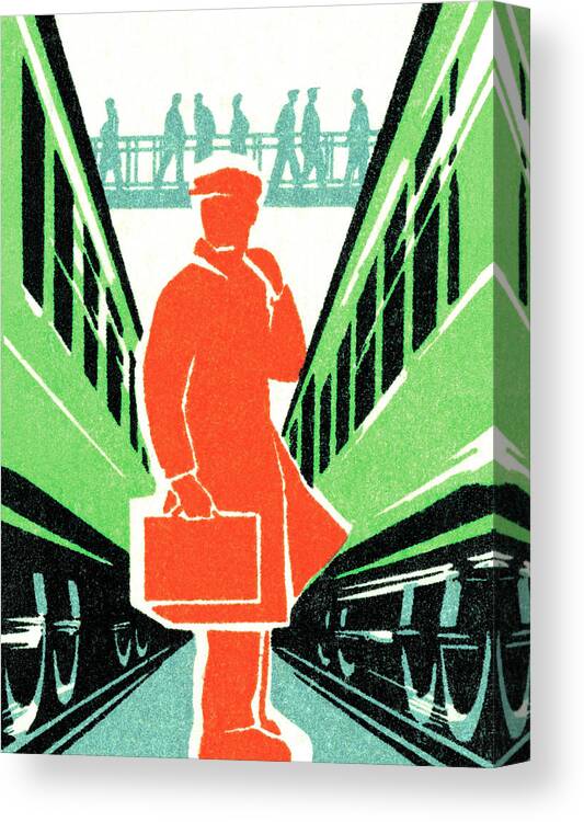 White Collar Worker Canvas Print featuring the drawing Train #5 by CSA Images