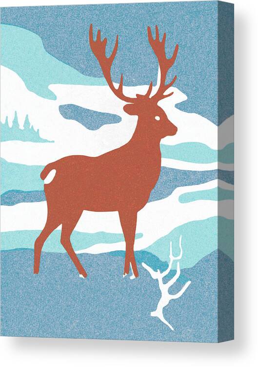 Activity Canvas Print featuring the drawing Deer #7 by CSA Images