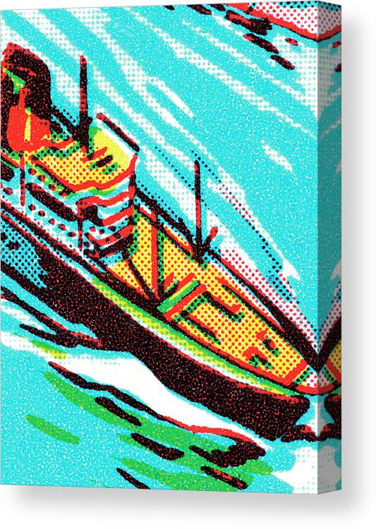 Activity Canvas Print featuring the drawing Ship #8 by CSA Images