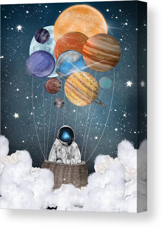 Astronauts Canvas Print featuring the painting A Space Adventure by Bri Buckley