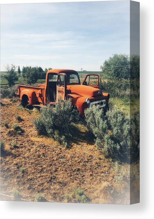 Pickup Canvas Print featuring the photograph Abandoned International Pickup by Jerry Abbott
