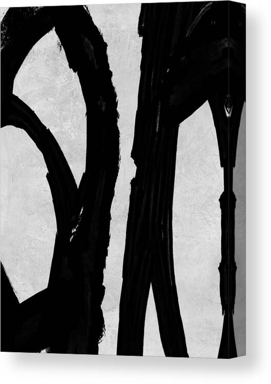Black And White Canvas Print featuring the painting Abstract Black and White No.72 by Naxart Studio