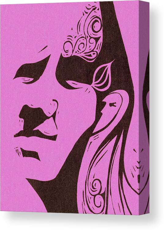 Abstract Canvas Print featuring the drawing Abstract Man's Face by CSA Images