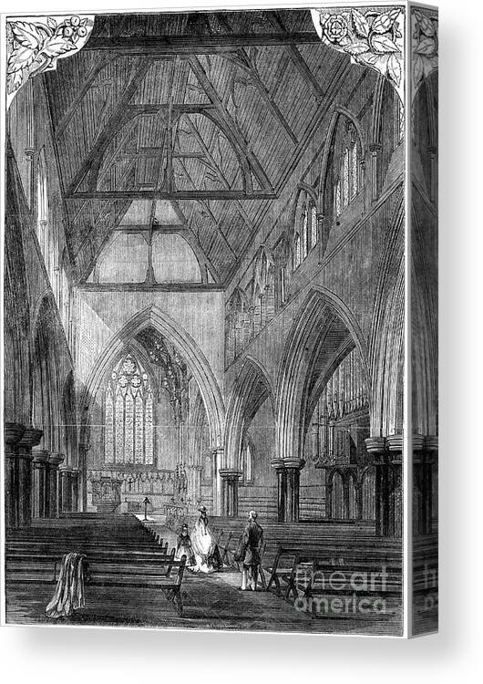 Gothic Style Canvas Print featuring the drawing All Saints Church, Notting Hill by Print Collector