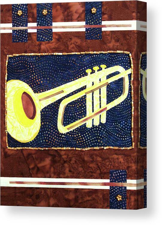 Trumpet Canvas Print featuring the tapestry - textile All That Jazz Trumpet by Pam Geisel