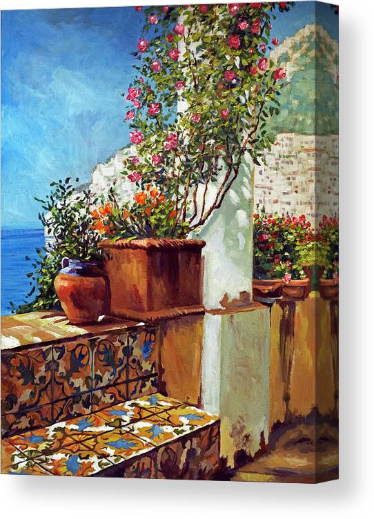 Landscape Canvas Print featuring the painting Amalfi Coast Impressions by David Lloyd Glover