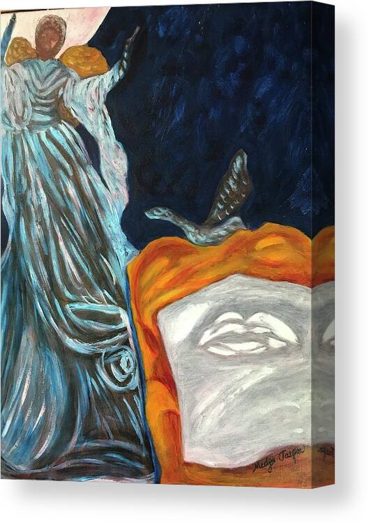 Peace Angel Blue .angel Canvas Print featuring the painting Angel of Peace by Medge Jaspan