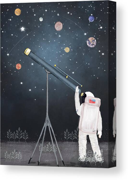 Space Canvas Print featuring the painting Astronaut Astrology by Bri Buckley