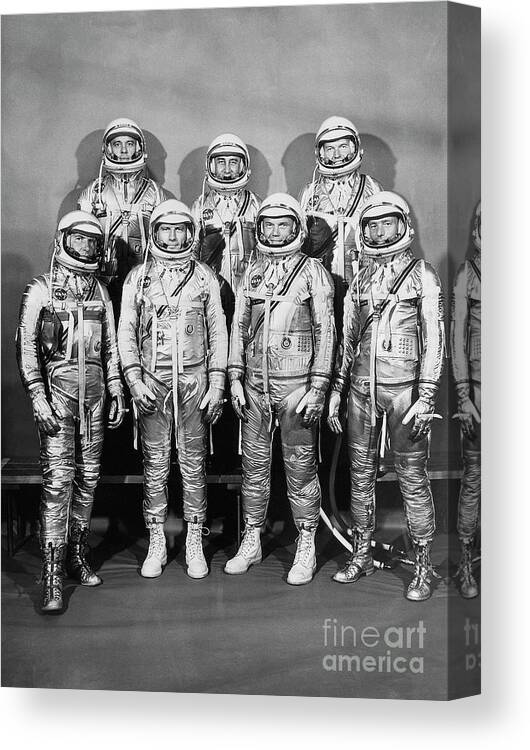 People Canvas Print featuring the photograph Astronaut Members Of Project Mercury by Bettmann