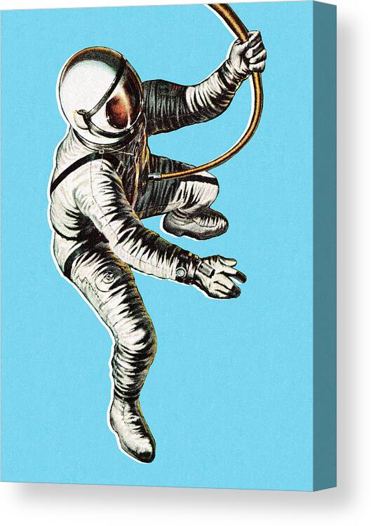 Adult Canvas Print featuring the drawing Astronaut on Space Walk by CSA Images