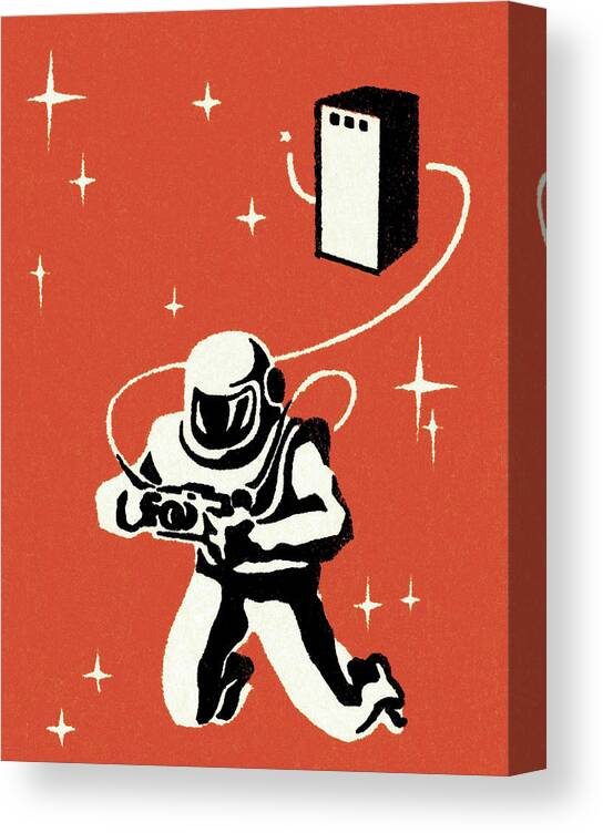 Adventure Canvas Print featuring the drawing Astronaut Taking Pictures by CSA Images