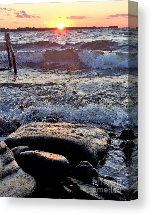 Sunset Canvas Print featuring the photograph Door County Bay Sunset by Deb Stroh-Larson