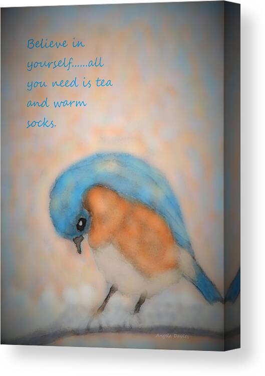 Bluebird Canvas Print featuring the painting Believe In Yourself by Angela Davies