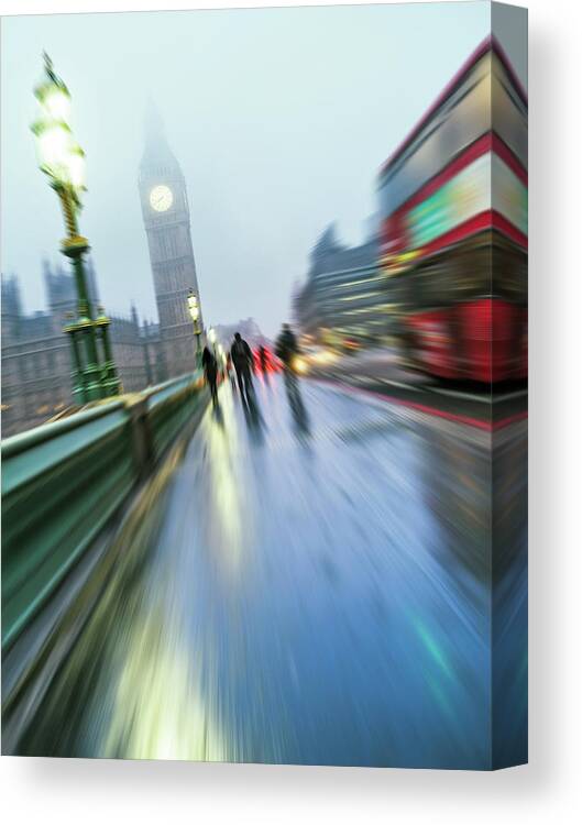 Clock Tower Canvas Print featuring the photograph Big Ben In Fog, London by Doug Armand