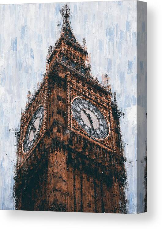 Big Ben Canvas Print featuring the painting Big Ben of London - 01 by AM FineArtPrints