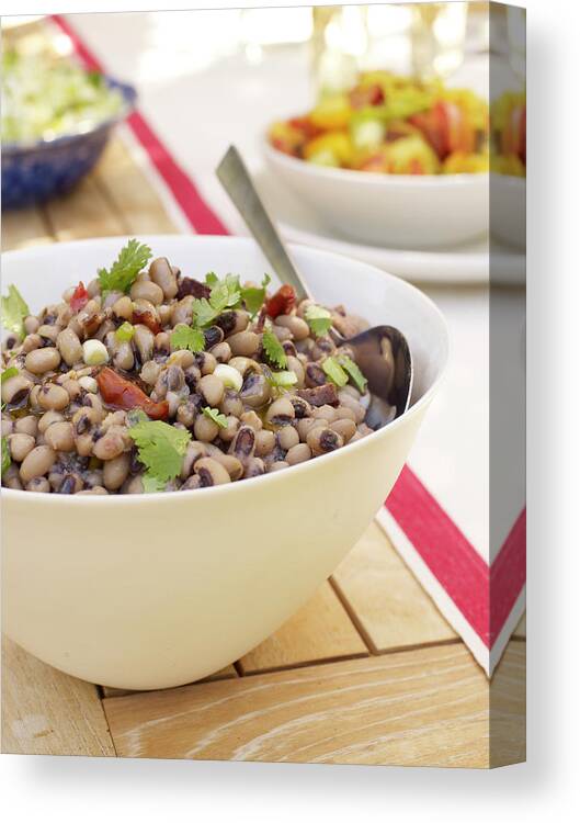 Spoon Canvas Print featuring the photograph Black Eyed Pea Salad by James Baigrie