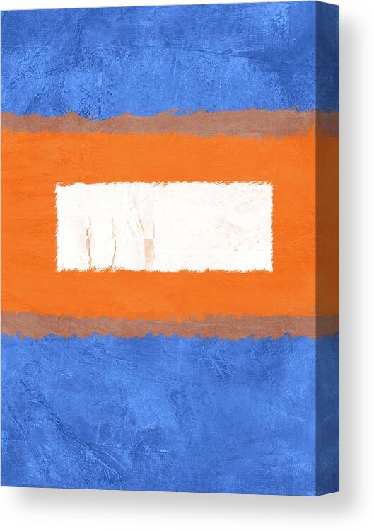 Abstract Canvas Print featuring the painting Blue and Orange Abstract Theme I by Naxart Studio