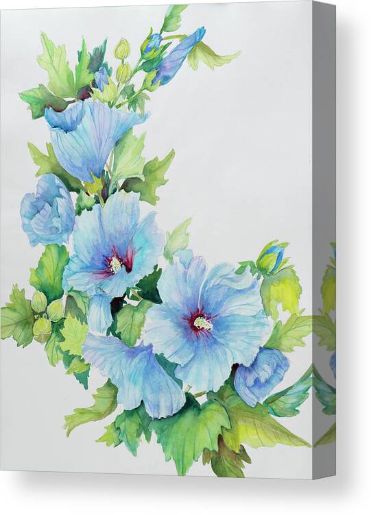 Blue Hibiscus Canvas Print featuring the painting Blue Hibiscus by Joanne Porter