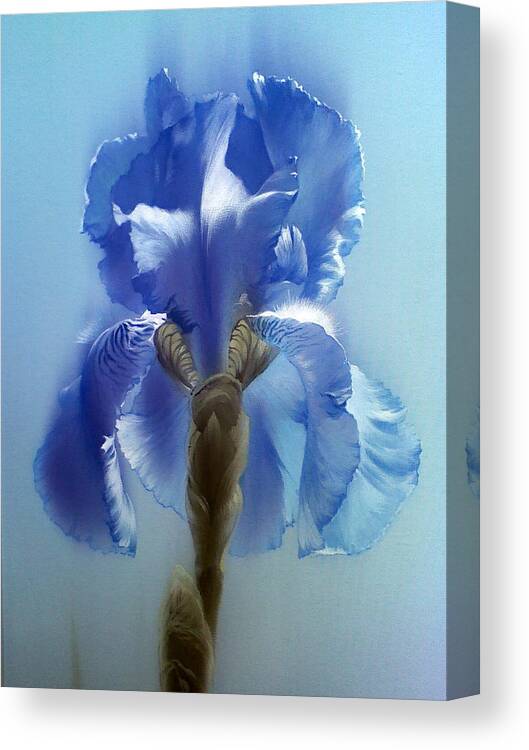 Russian Artists New Wave Canvas Print featuring the painting Blue Iris Flower by Alina Oseeva