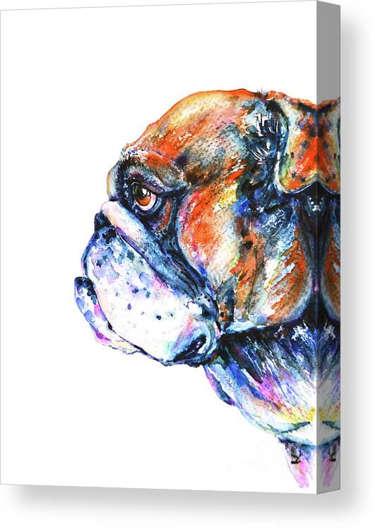 Bulldog Canvas Print featuring the painting Bulldog by Zaira Dzhaubaeva