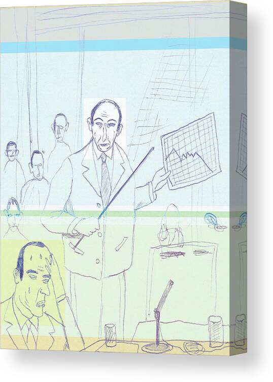 Adult Canvas Print featuring the drawing Businessman Giving a Presentation by CSA Images